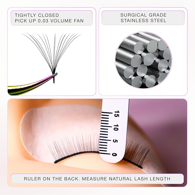 Curacoro Lash Tweezer - Professional & Precision Fiber Tip Grip Lash Tweezers for Eyelash Extensions, Multi Shapes & Purposes Tweezers for Volume, Isolation & Classic Lashes (Gold, Fan-lash-tic)