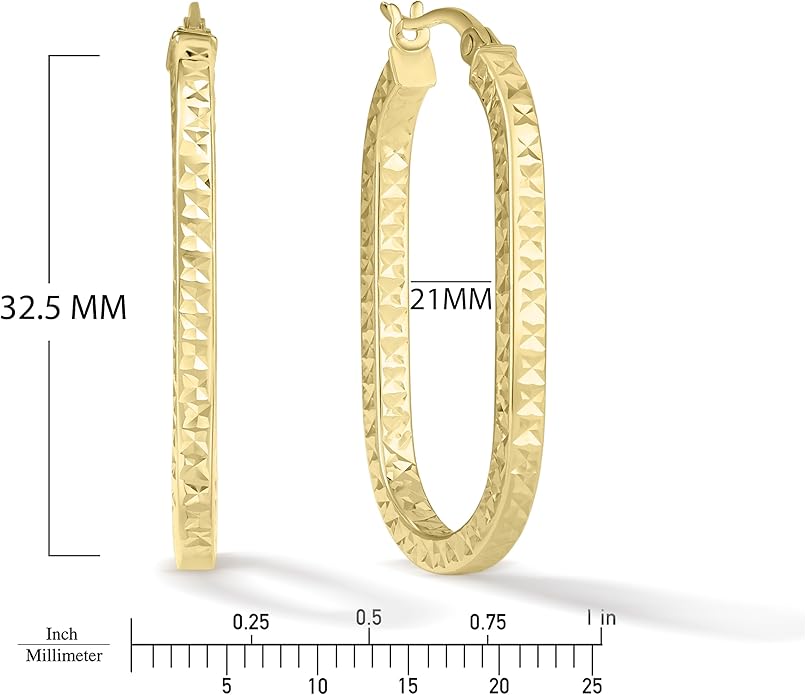 Paperclip Oval Hoops in Real 10K White Gold with a Diamond-Cut Finish | 30mm Length | Real Gold, Stamped for Authenticity