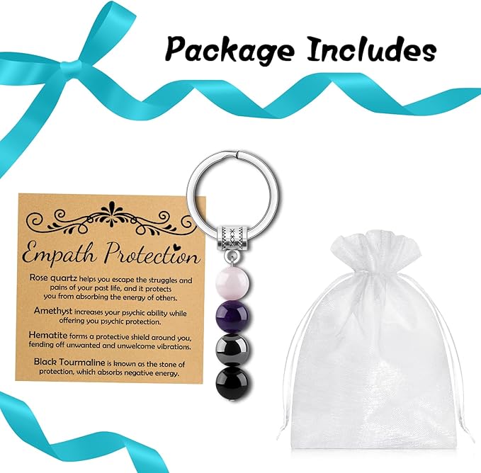 Healing Gemstone Jewelry Keychain Spiritual Crystal Keychain Relief Stress Anxiety Recovery Healing Gift New Beginning Gifts for Women Men Divorce Breakup Get Well Gifts for Friends Sister Coworker