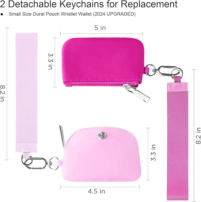 Babysun Mini Zip Around Dual Pouch Wristlet With 2 Straps Wristlet Keychain Wallet for Women Coin Purse Small Cute for Teen Girl