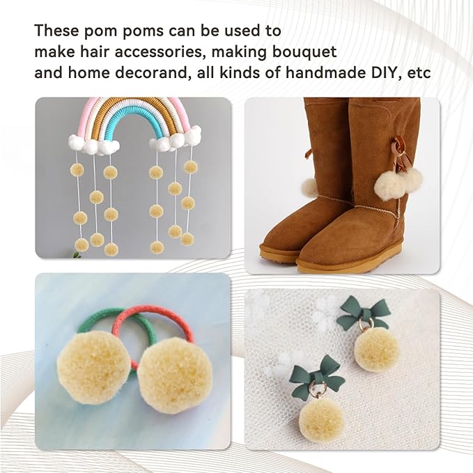 MORFEN 150 Pcs Pom Poms, 1 Inch Bright Beige Craft Pom Poms, Fuzzy Pompom Puff Balls, Small Pom Pom Balls for DIY Arts, Crafts Projects, Home Decorations
