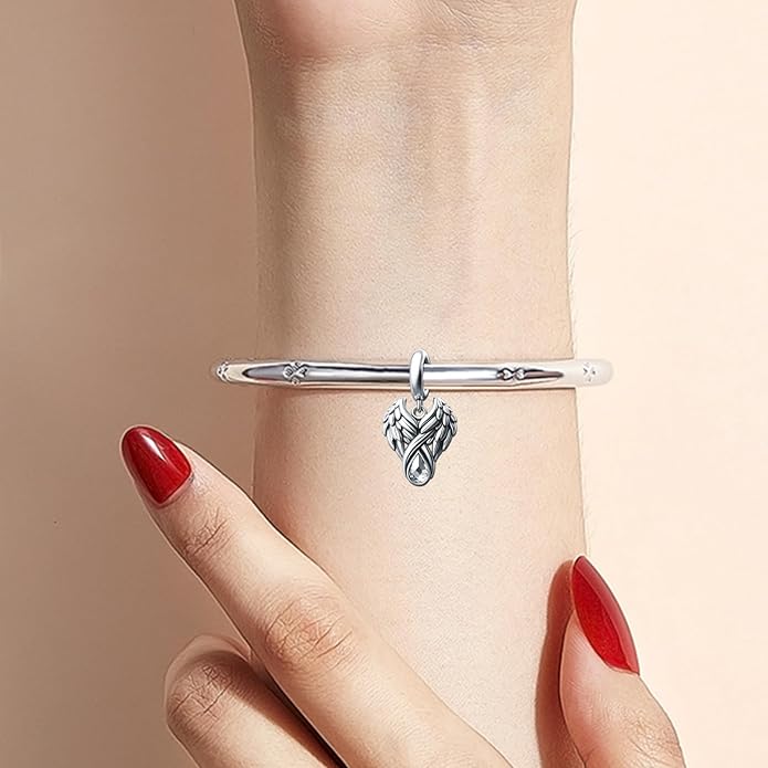 KunBead Guardian Angel Wings Birthstone Dangle Birthday Charms Compatible with Pandora Charm Bracelet for Women