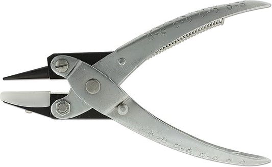 The Beadsmith Round Nose/Nylon Flat Nose Parallel Pliers, 5.5 inches (140mm) Steel Tool for Jewelry Making, with Spring