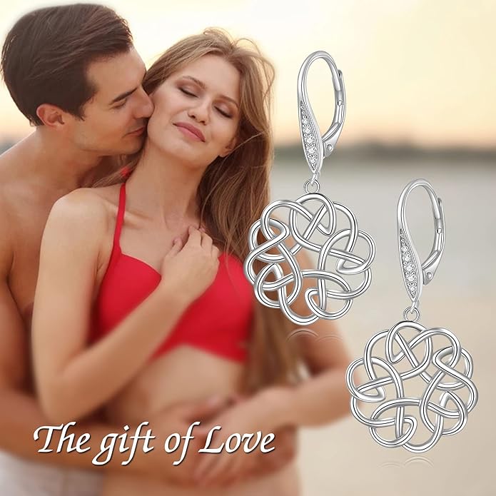 POPLYKE Celtic Filigree Teardrop Drop Dangle Earrings Sterling Silver Leverback Earrings Jewelry for Women