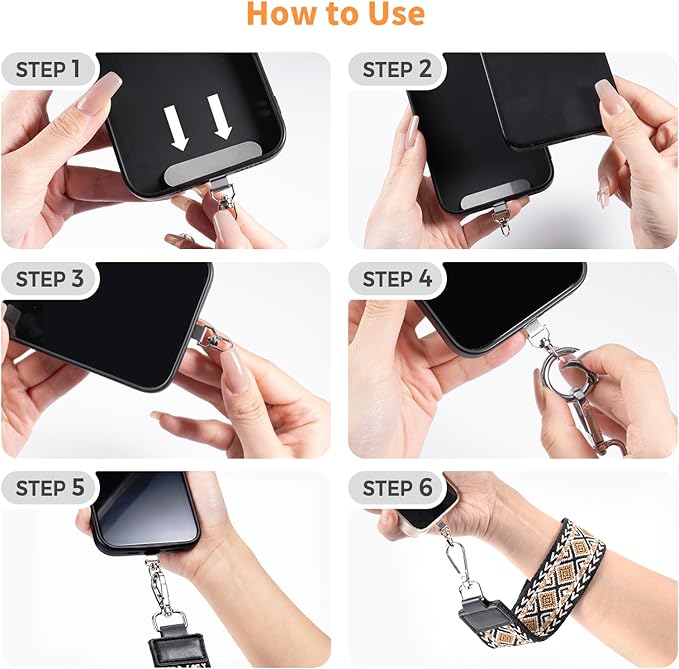 Clip and Go Strap for Phone with Wallet Crossbody Phone Lanyard with Anti-Theft Zipper Pouch Detachable Quilted Wrist Wallet with RFID and ID Window for Daily Travel. Black Large