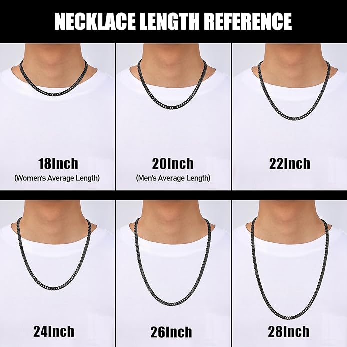 Fiusem 3.5mm Cuban Link Chains for Men, Silver Tone/Black/14K Gold Plated Stainless Steel Necklace Chain, Mens Necklace 16, 18, 20, 22, 24, 26, 28 Inch