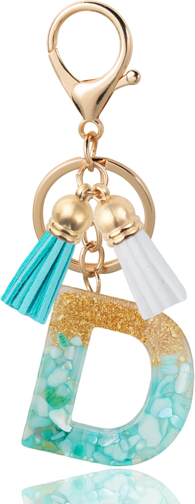 Initial Letter Keychain Cute Resin with 2 PU Tassel, Letter Keychain for Backpack Charms, Initial Keychains for Women
