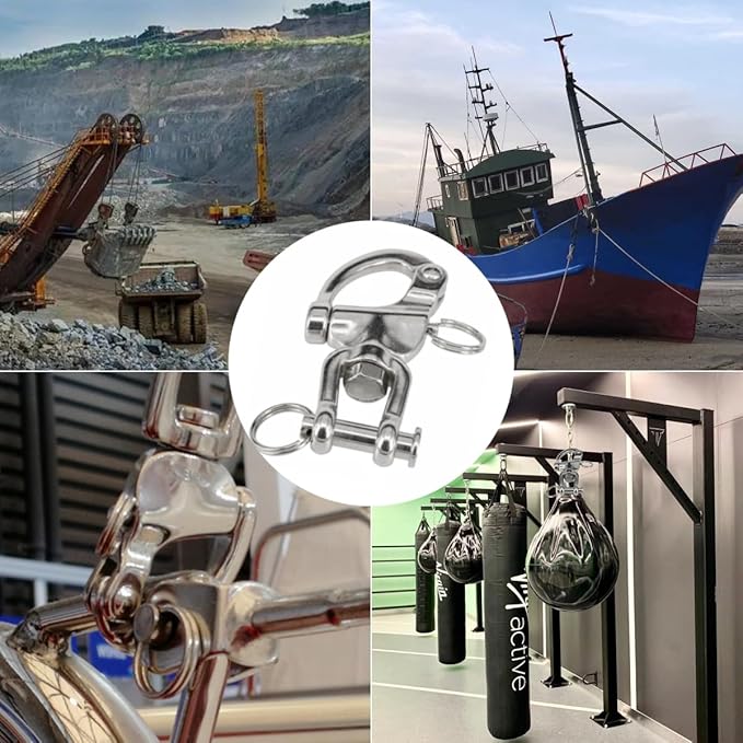 Pair Swivel Jaw Snap Shackle 316 Stainless Steel for Quick Release Bail Rigging,Sailboat Spinnaker Halyard and Marine Applications