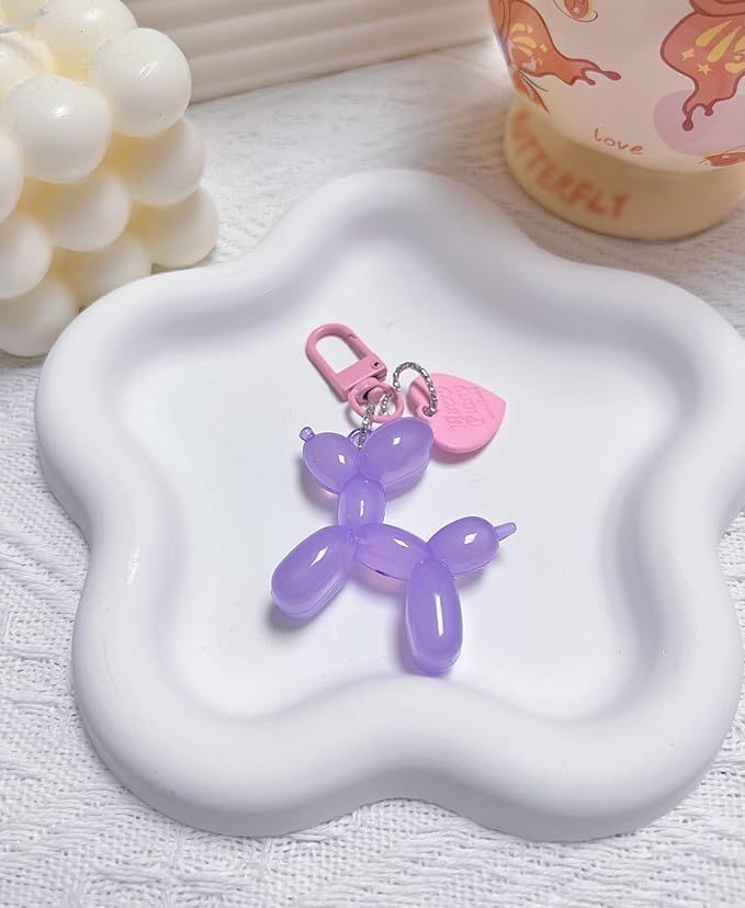 LAEKOU Jelly Balloon Dog Design Keychain for Women, Cute Girls Key Chain, Bag Charms Accessories for Car Purse Backpack