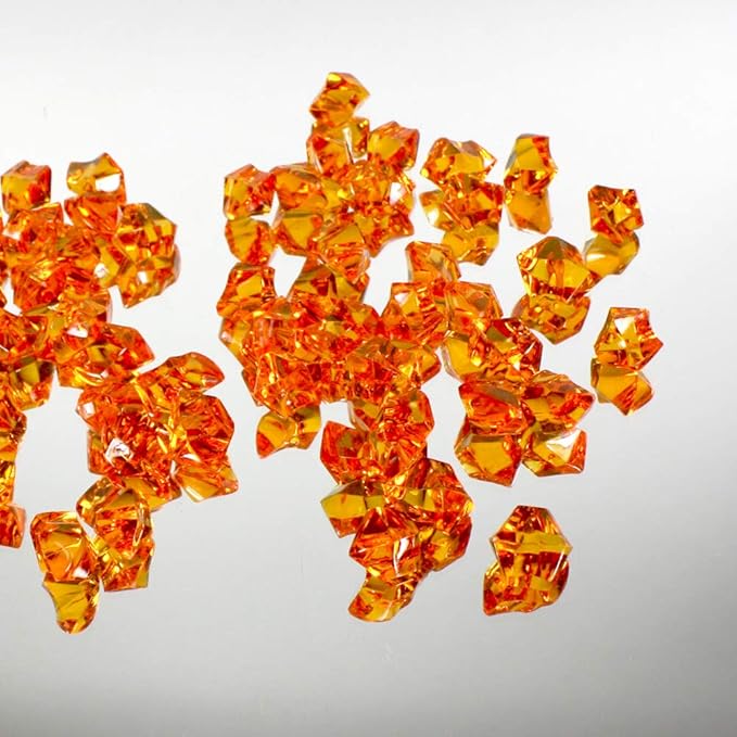 WGVI WGV Acrylic Ice Rock Crystals Treasure Gems for Table Scatters, Vase Fillers, Wedding, Banquet, Party, Event, Birthday Decor (Approx 150 pcs per Bag), 1 Bag, 1 Pound, Orange