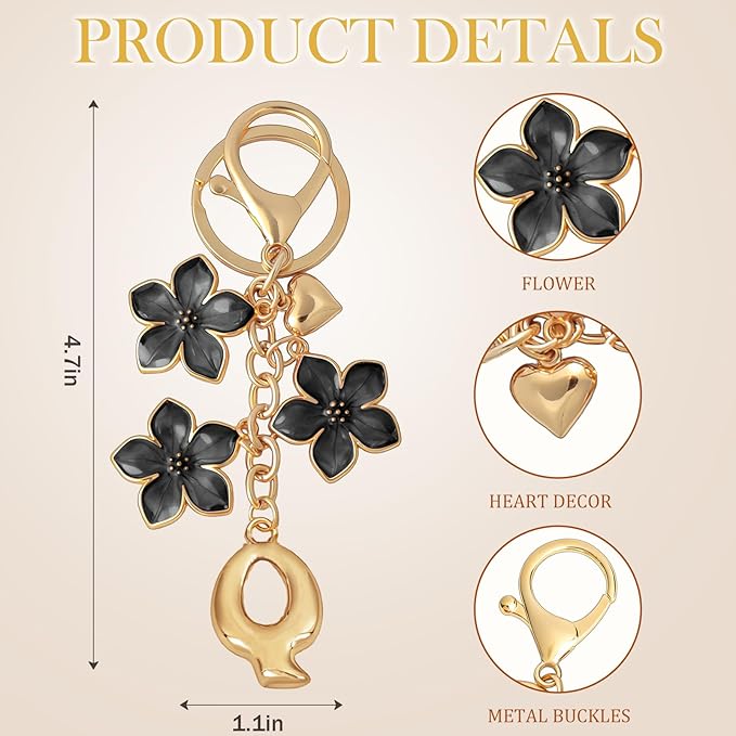 Snycler Bubble Initial Keychain Graceful Flower for bags car remote–A-Z Letter Charms for Women