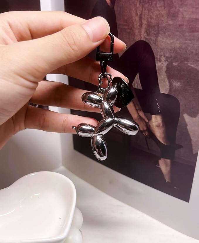 LAEKOU Jelly Balloon Dog Design Keychain for Women, Cute Girls Key Chain, Bag Charms Accessories for Car Purse Backpack