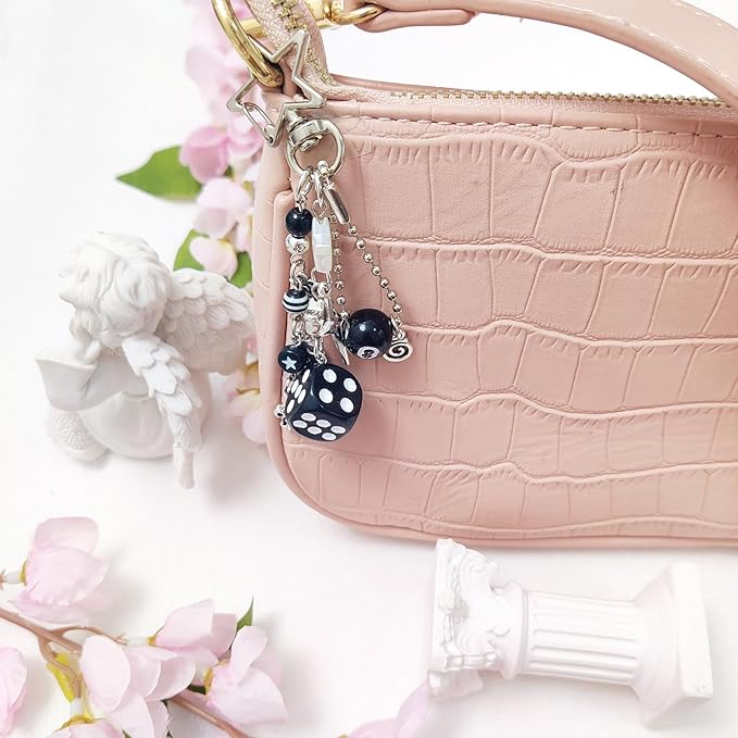 Y2K Aesthetic Keychains for Women Cute Flowers Star Cake Jellyfish Keychins Charms Kawaii Bag Purse Decor