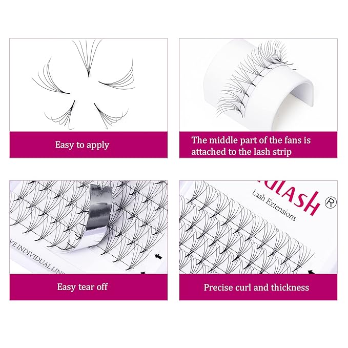 Volume Lash Extensions C Curl 0.07 12mm Premade Lash Fans 5D Matte Black Volume Eyelash Extensions Thin Base Pro Ponit Middle Stem Eye Lashes by FADLASH (5D-0.07-C, 12mm)