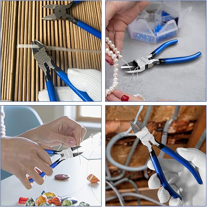 Wire Cutters 10 Pack, KAIHAOWIN 6 inch Dikes Small Wire Cutters Flush Cutters Wire Snips Clippers Diagonal Cutters Side Cutters Cutting Pliers for Crafting