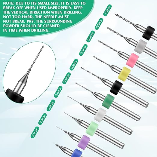 Mudder 57 Pieces Micro Hand Drill Bits Set with Pin Vise 46 Pcs Pin Vise Hand Twist Drills and 10 Pcs PCB Mini Cutting Bits for Resin Polymer Clay Craft DIY Jewelry(Silver)