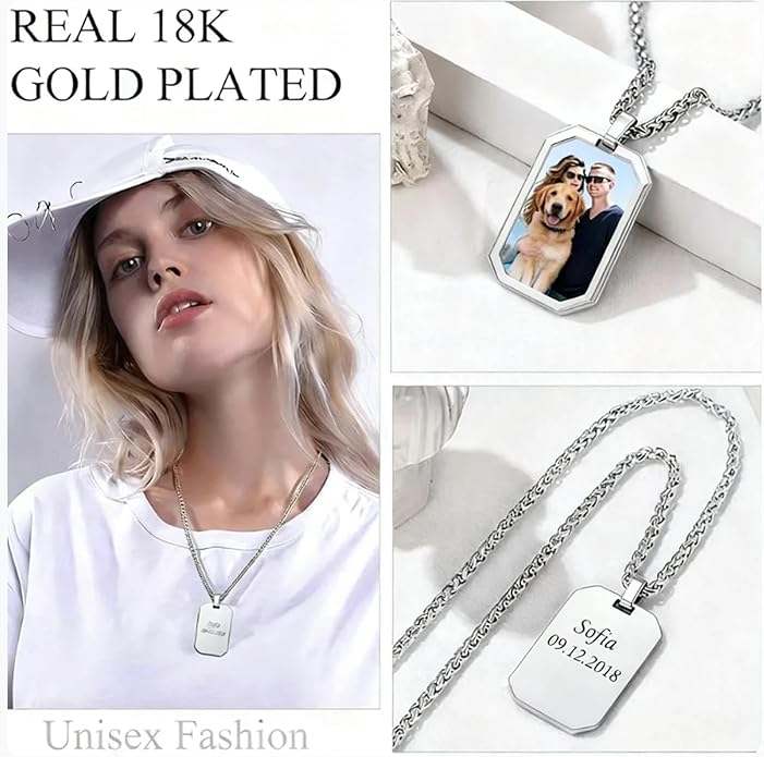 CLYLIFE Picture Necklace Personalized Photo,Custom Disc/Heart Pendant for Men Women Dad Mom Customized Necklace with Chain Photos Memorial Gifts for Mother's Day, Birthday, Anniversary