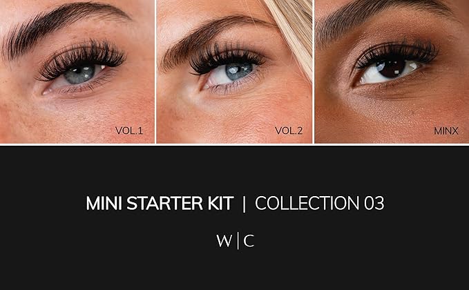 WinkClique Mini Starter Kit - Collection 03 - Complete DIY lash Kit With 3 Bold Glam Lash Styles