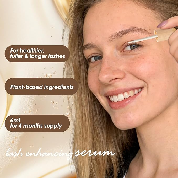 Lash Serum for Eyelash Growth, Eyelash Serum for Longer, Fuller & Stronger Lashes, With Natural Formula for Sensitive Eyes, Prostaglandin-Free, Vegan & Cruelty-Free （6ml）