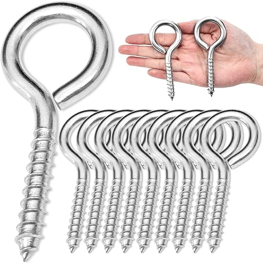20PCS 4 inches Screw Eyes M8 304 Stainless Steel Eye Screws, Heavy Duty Screw, Eye Hooks Screw Eye Bolts Eye Hooks Screw, Indoor & Outdoor Uses (20, M8-4inch)