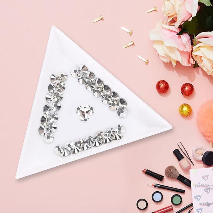 Jollin Glue Fix Crystal Flatback Rhinestones Glass Diamantes Gems for Nail Art Crafts Decorations Clothes Shoes(ss3 2880pcs, Silver)
