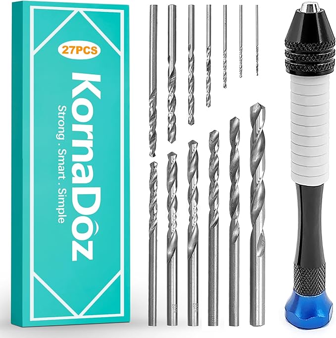 26 Pcs Pin Vise Hand Drill Set, Precision Craft Drill for Jewelry Making, Micro Kit (0.8-3.0mm, incl. 1mm), Small Hand for Wood, Plastic, Miniatures(Blue)