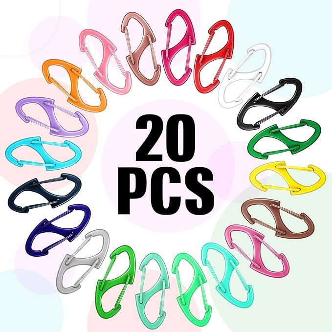 Moxweyeni 20 Pcs Zipper Clip S Carabiner Clips Small Alloy Snap Hook Anti Theft 1. 6 Inch Mini Dual Wire Gate Interlocking Keychain Clip Attachment for Women Men Camping Hiking