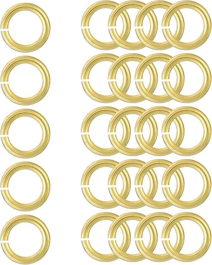 uxcell 25Pcs Open Jump Rings, 12mm/0.47" OD Brass Jump Ring Connectors 2mm Thick O Rings for Necklaces Bracelet Jewelry Making Keychain DIY Craft, Gold Tone