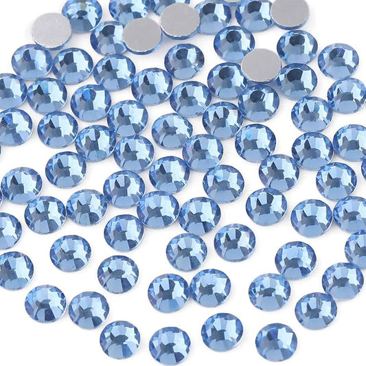beadsland Flat Back Crystal Rhinestones Round Gems for Nail Art and Craft Glue Fix,Light Blue (1.9-2.0mm) SS6/1440pcs