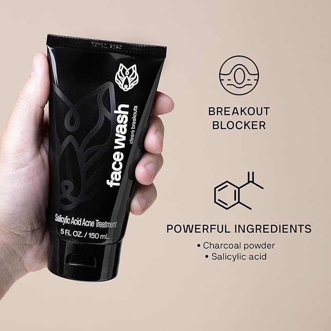 Black Wolf Moisturizing Body Wash & Charcoal Face Wash Set for Men - Daily Grooming & Hygiene Essentials for Mens Skin Care