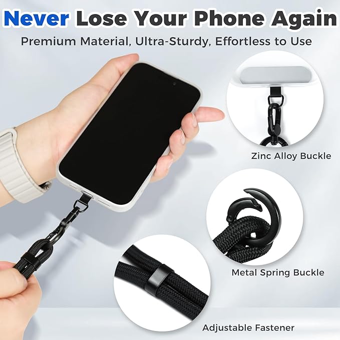 Moyad Crossbody Phone Lanyard, Anti-Theft Cell Phone Strap with 2 Tether Tab for iPhone, Universal Adjustable Neck Holder