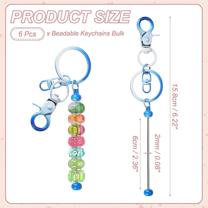 uxcell Beadable Keychain, Keychain Making Supplies, Blank Bead Metal Chain Bars for DIY Crafts Jewelry Making Gift