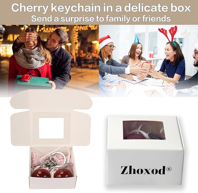 Cherry Keychain for Purse - Resin Alloy Silver Cherry Bag Charm，Cute Fruit Accessory for Women/Gift/Home/Car