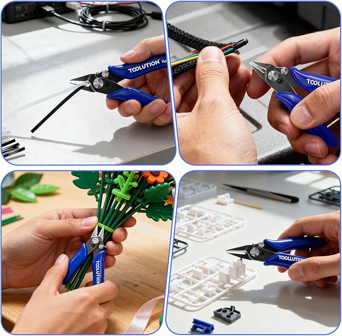 10 Pack Wire Cutter for Jewelry Making - 3.5" Small Flush Cut Pliers with Safty Lock- Electrical Wire Snips for Craft Zip Tie