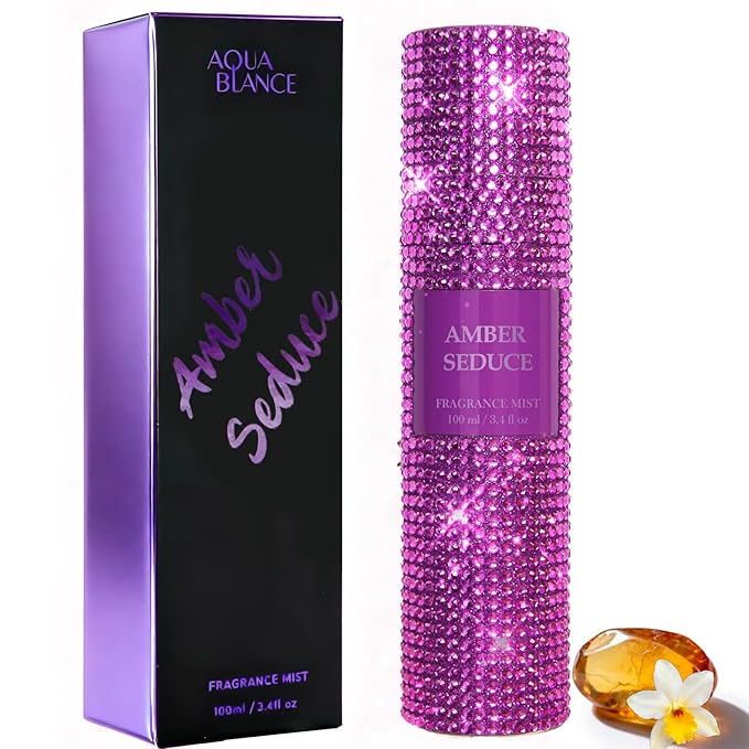 AQUA BLANCE Body Spray for Women, Amber Seduce, Diamond embellished Fragrance Mist, 3.4 fl oz