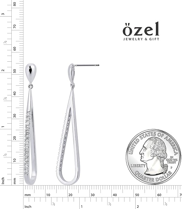 OZEL 14K Gold & Silver Plated Paperclip Chain Earrings with Cubic Zirconia – Dangle, Hoop, Huggie, Stud Styles – Women’s Fashion Jewelry Gift