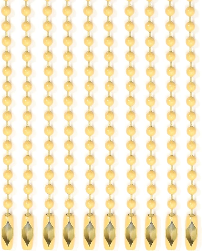 Lemonkey 10Pcs Ball Beads Chains Bulk,Yellow KeyChains Rings Metal 4 Inch Dog Tag Metal Small Chains with Connectors for Hanging Decoration