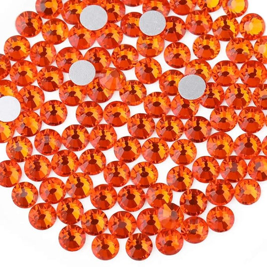 Beadsland 2880pcs Flat Back Crystal Rhinestones Round Gems for Nail Art and Craft Glue Fix, Orange,SS4,1.5-1.7mm