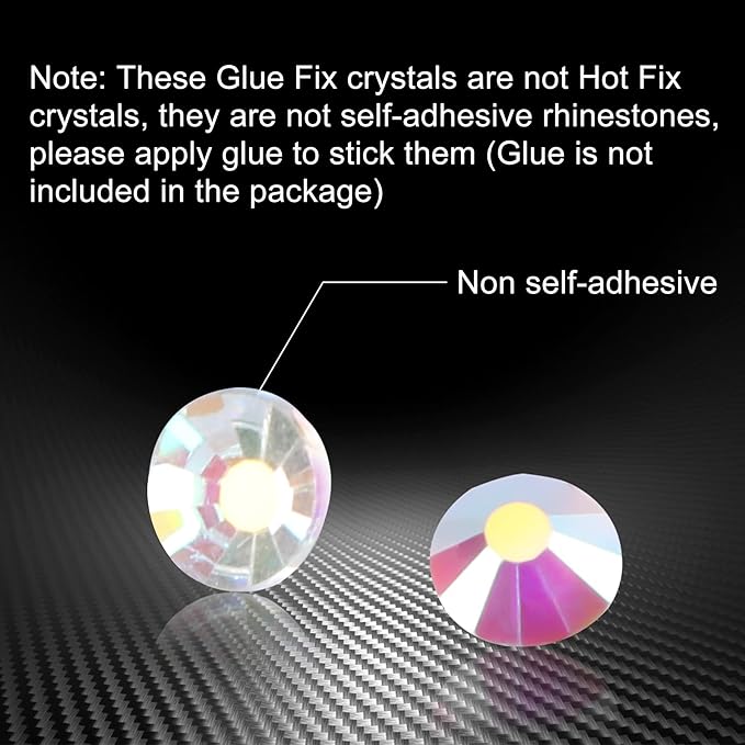 Jollin Glue Fix Crystal Flatback Rhinestones Glass Diamantes Gems for Nail Art Crafts Decorations Clothes Shoes(ss3 2880pcs, Transparent AB)