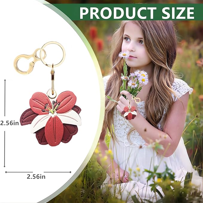 Leather Keychain Holder Case Compatible with AirTag,Cute Protective Cover with Keyring,Anti-Scratch Finder GPS Tracker Case for Wallet Keys,Bag,Pets(Flower)