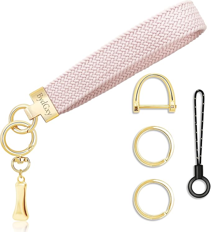 Stretchy Wristlet Initial Keychain, Key Chains Women Cute with Keyring, Llaveros para Mujer, Car Key Accessories