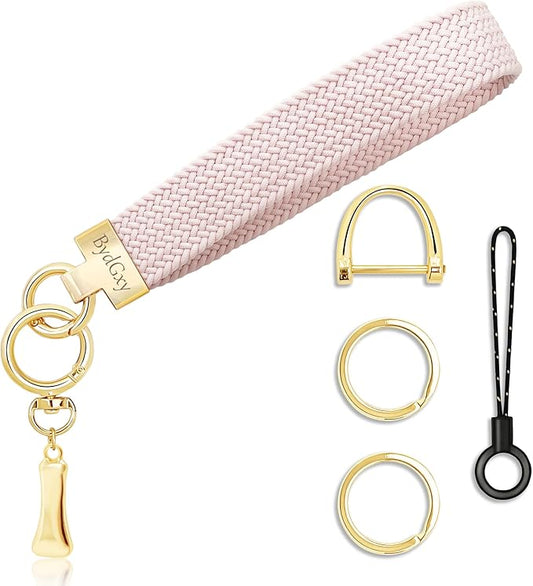 Stretchy Wristlet Initial Keychain, Key Chains Women Cute with Keyring, Llaveros para Mujer, Car Key Accessories