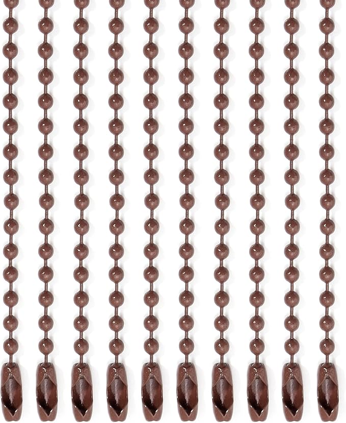 Lemonkey 10Pcs Ball Beads Chains Bulk,Coffee Keychains Rings Metal Chains,4 Inch Dog Tag Metal Small Chains with Connectors for Hanging Decoration