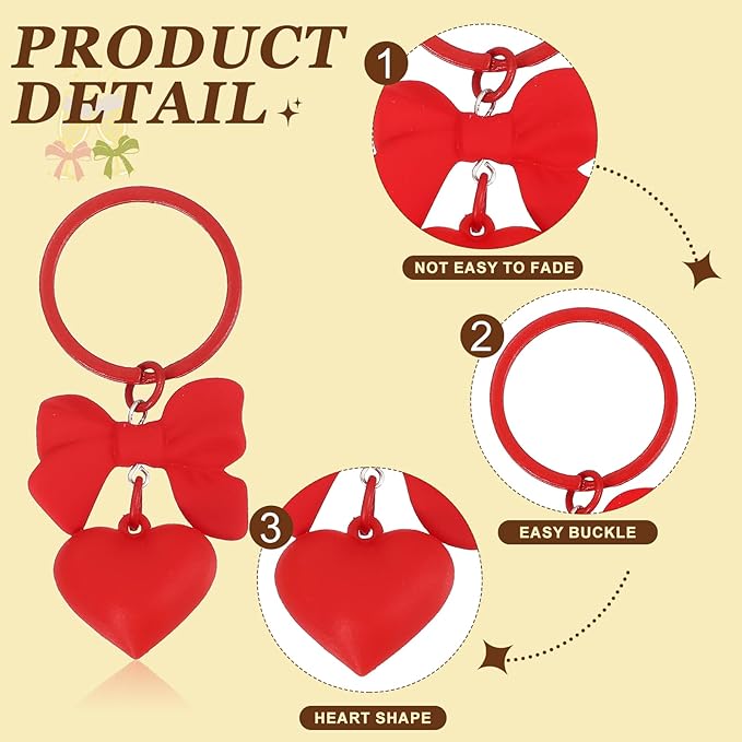 PATIKIL Cute Heart Keychain for Women, Bow Heart Purse Charm Bag Charm Accessories for Handbag Car Purse Backpack Wallet