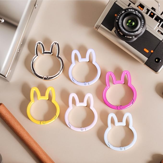 Rabbit Shaped Keychain Clips,Multicolor Carabiner Keychain Clips Aluminum Ring Clips for Keychains, Water Bottle, Bags Fishing Hiking Traveling