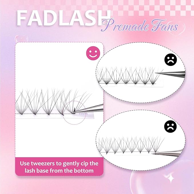 FADLASH Premade Lash Fans Double Layers Fluffy Premade Fans Eyelash Extensions 0.07 Thickness D Curl 10D Volume Lashes Premade Easy Fan Lashes (10D-0.07-D, 13mm)