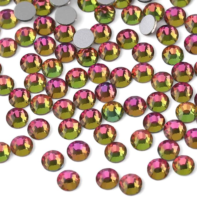 beadsland Flat Back Crystal Rhinestones Round Gems, Rainbow (2.3-2.5mm) SS8/1440pcs