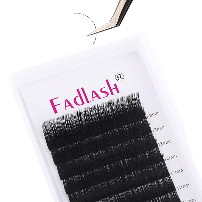 Eyelash Extensions FADLASH D Curl Lash Extensions Mixed Tray 8-14mm 0.20mm Silk Classic Eyelash Extensions Supplies (0.20-D, Mix 8-14mm)