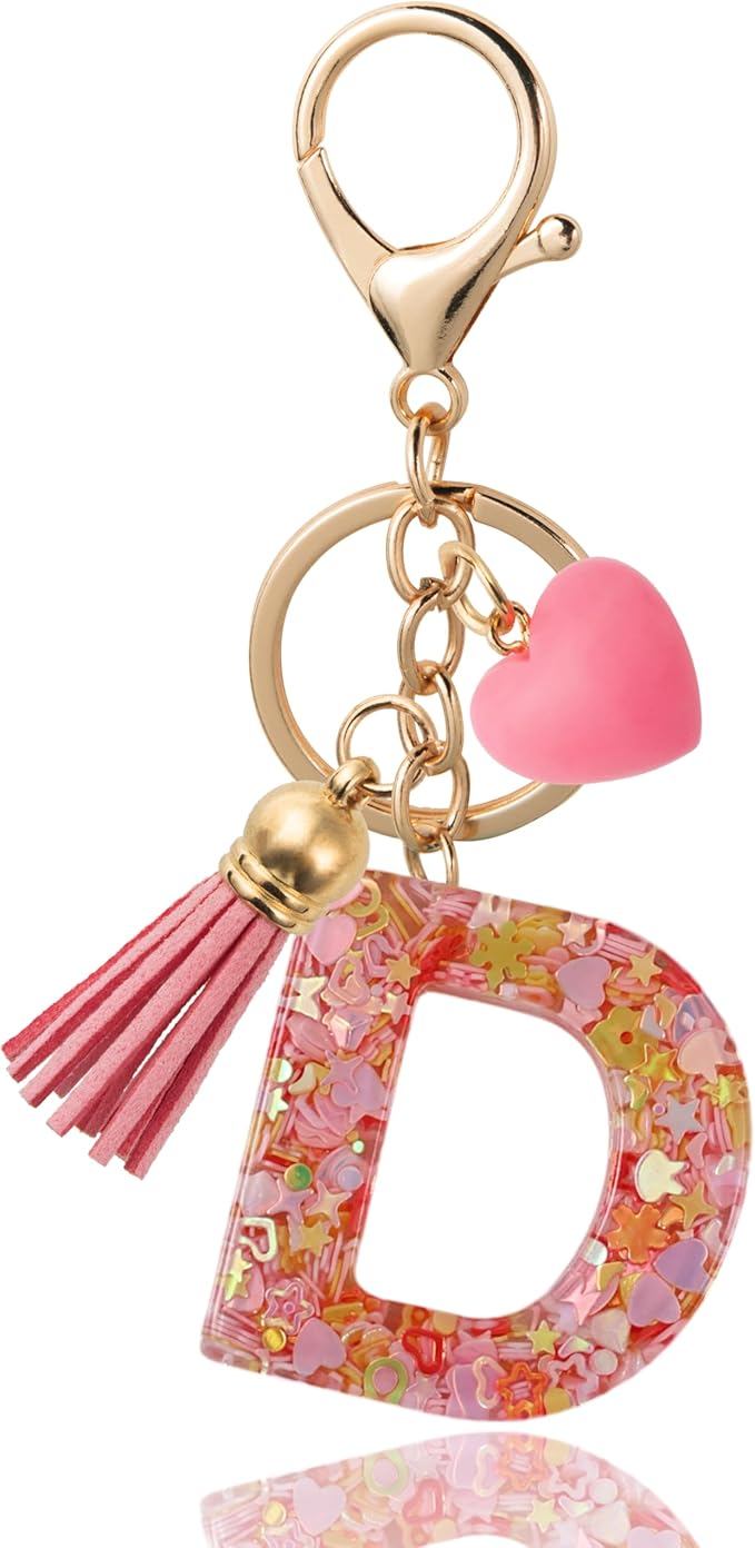 Alphabet Initial Letter Keychain Cute Heart Resin - Letter Keychain for Backpack Charms - Initial Keychains for Women