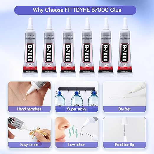 6PCS Jewelry Glue - 15ML/0.5fl oz Clear DIY Craft Glue for Rhinestones, Waterproof Strong Bond Adhesive for Phone Repair, Nail Art, Shoes, Fabric, Metal, Glass